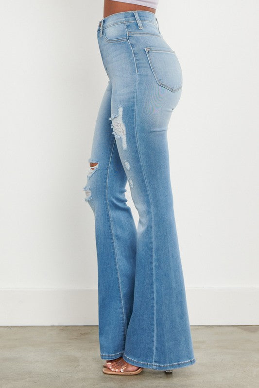 Jane Distressed Flare Jeans Photo four