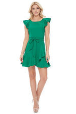 Ruffle Trim Green Dress