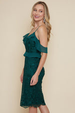 Emerald Sheer Lace Midi Dress
