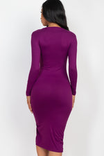 Long Sleeve Purple Midi Dress with a Slit