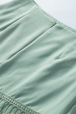 Green Tiered Tassel Zip-up High Waist Mini Skirt