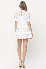 Lace Tier Pleated Short Dress