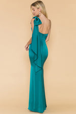 One Shoulder Maxi Dress with Bow Detail