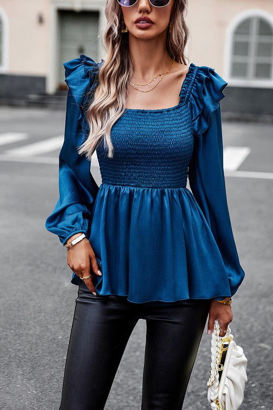 Truffle Solid Square Neck Top