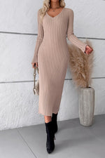 Solid Knitted Slim Dress