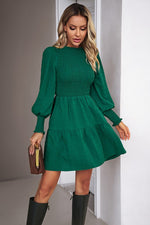 Smocked Ruched Ruffle Dress