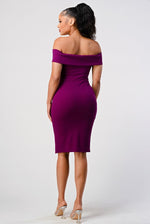 Off Shoulder Bodycon Purple Dress