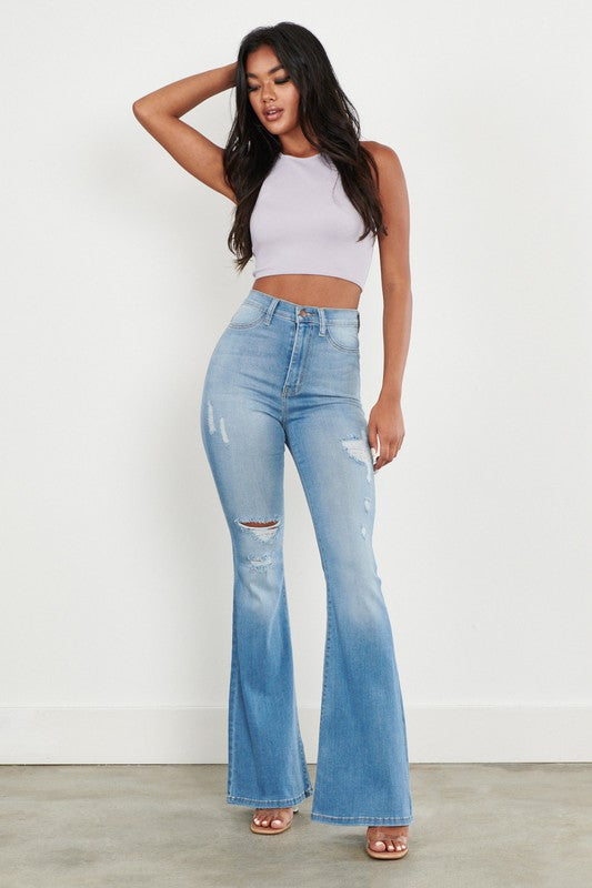 Jane Distressed Flare Jeans Photo seven