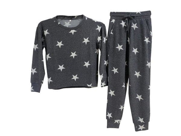 Baby Charcoal Star Lounge Set - Pullover & Joggers Photo two
