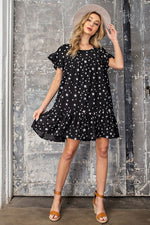 Star Print Dress - Black Photo five