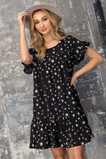 Star Print Dress - Black  Photo four