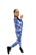 Kids Electric Blue Tie Dye Lounge Set - Pullover & Joggers Photo two
