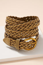 Braided Leather Belt - Beige Photo two