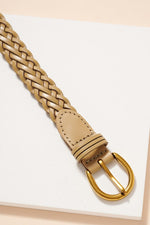Braided Leather Belt - Beige Photo three