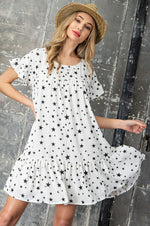 Star Print Dress - White Photo three