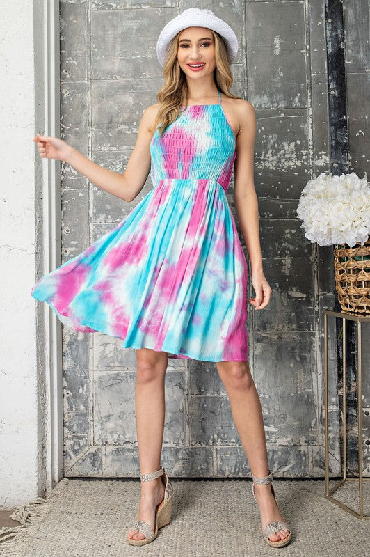 Jayla Halter Dress - Hot Pink Photo three