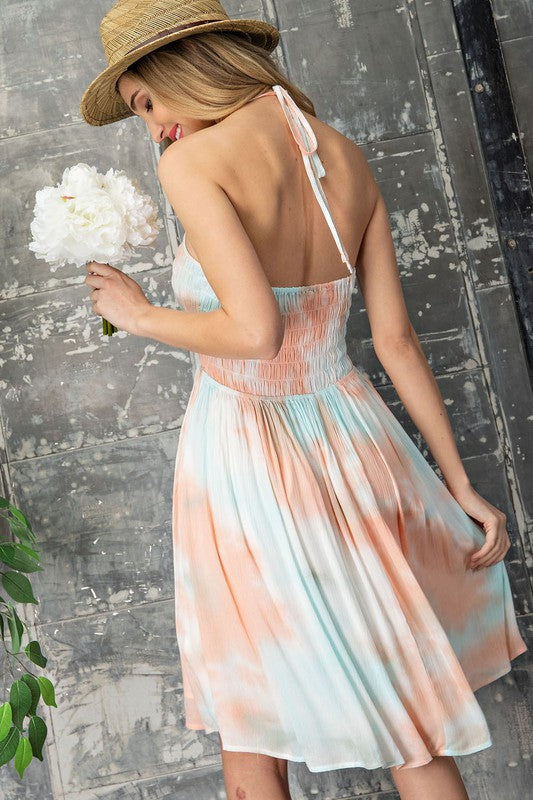 Jayla Halter Dress - Peach Photo ten