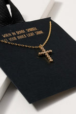 CZ Cross Necklace - Gold
