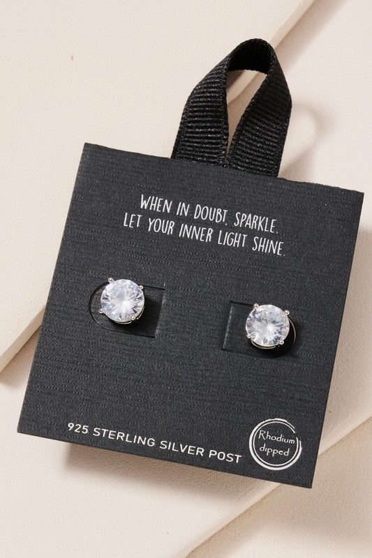 CZ Stud Earrings - Silver.