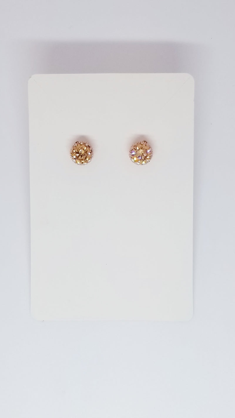 Stud Earrings - Gold Stone.
