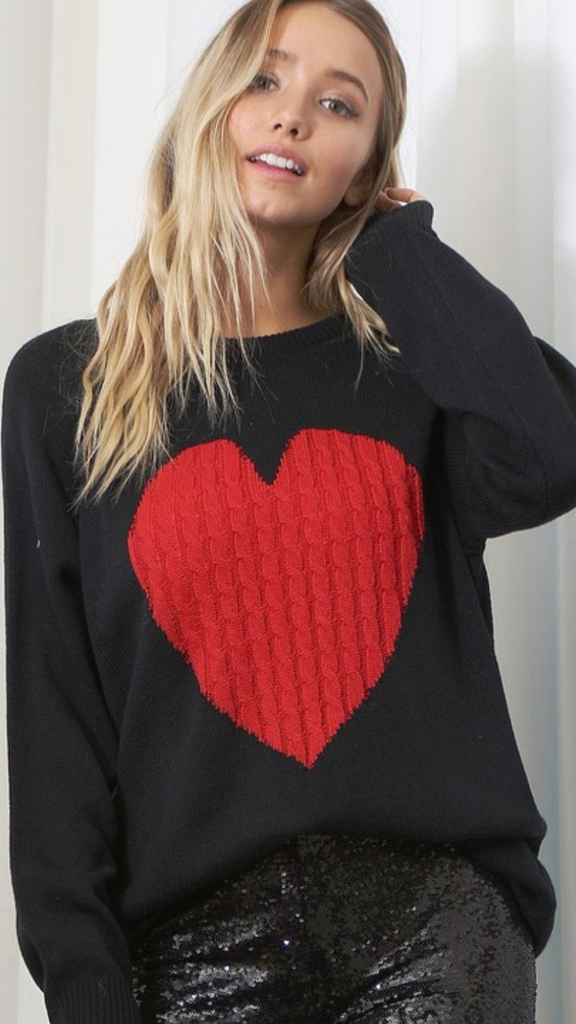 Love Her Sweater - Black/Red.