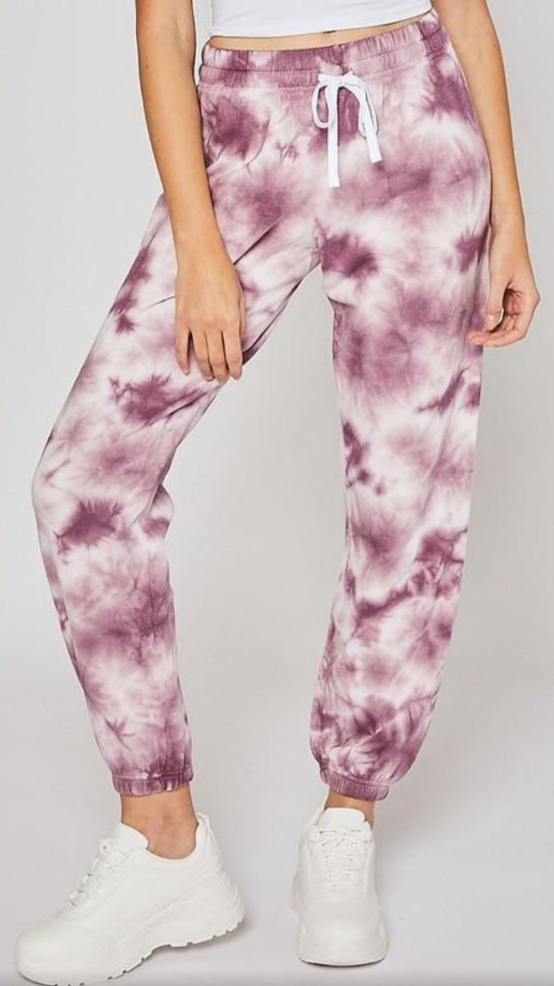 Relaxed Jogger - Burgundy Tie Dye.