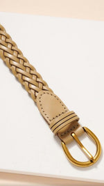 Braided Leather Belt - Beige.