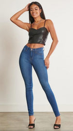 Alexa Mid-Rise Skinny Jeans.