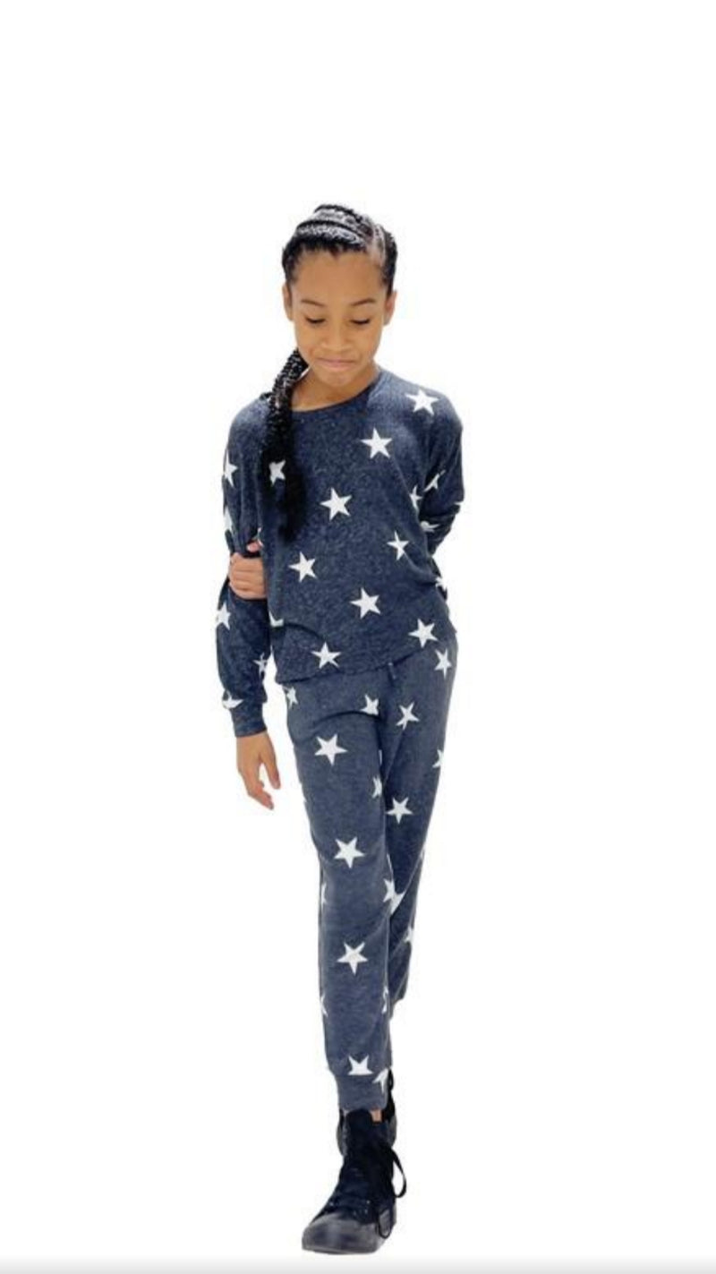 Kids Charcoal Star Lounge Set - Pullover & Joggers