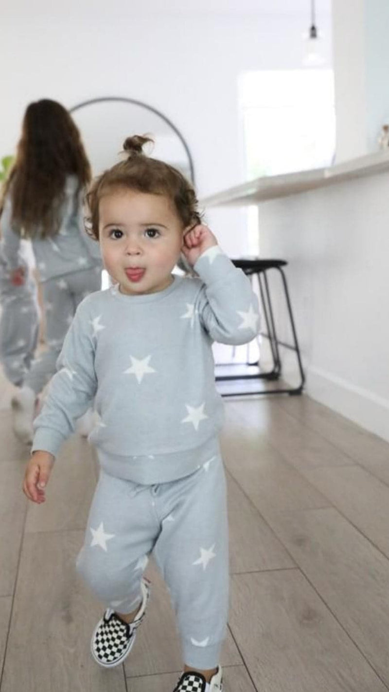 Baby Grey Star Lounge Set - Pullover & Joggers