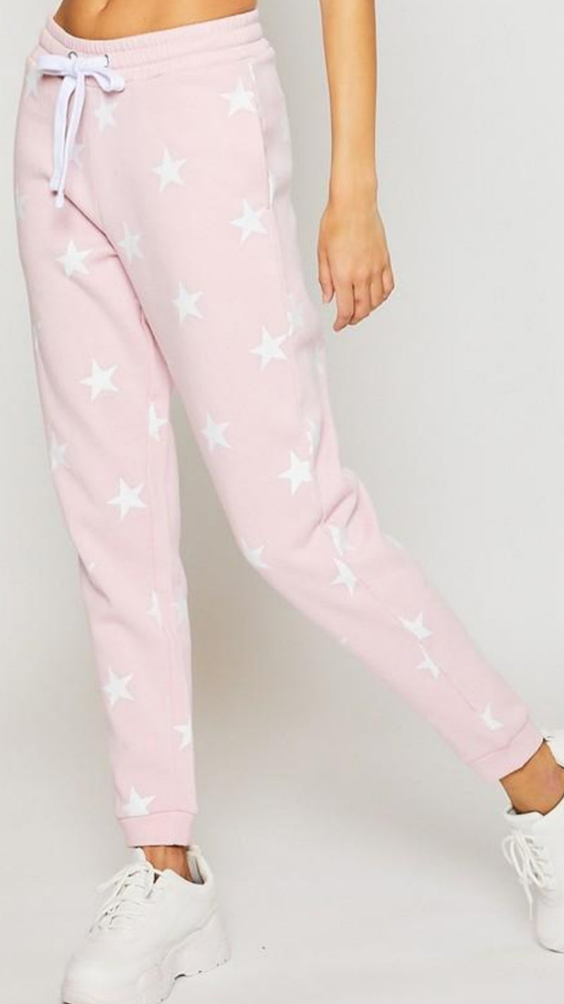 High Rise Joggers - Pink Star