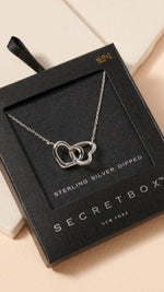 Secret Box Linked Hearts Charm Necklace - White Gold