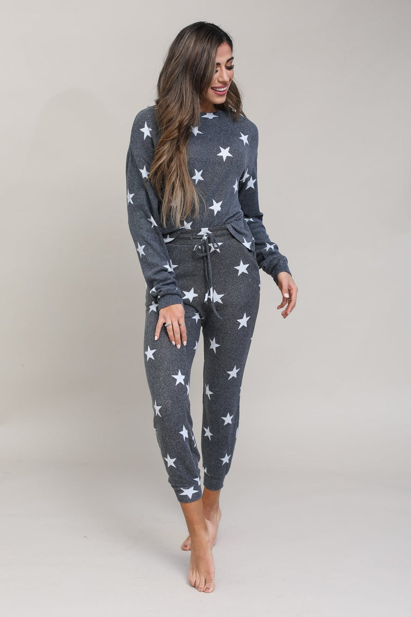 Charcoal Star Lounge Set - Top & Joggers