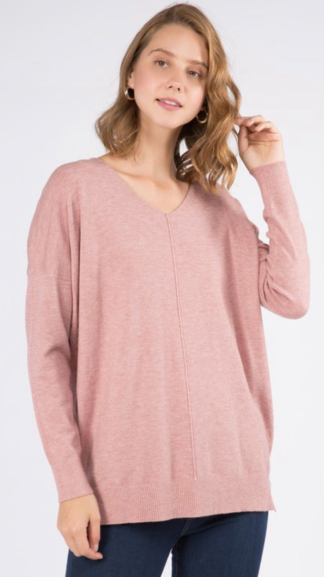 Super Soft Tunic Sweater - Dusty Pink.