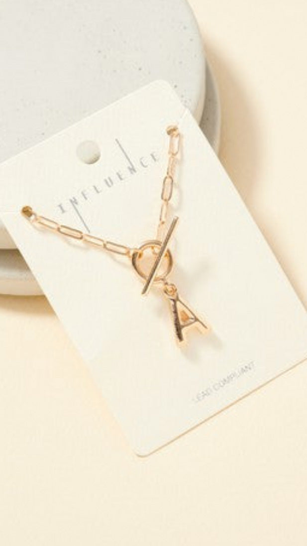 Toggle Initial Charm Necklace