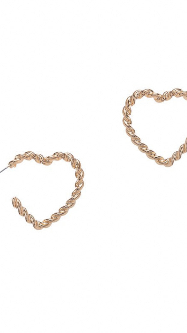 Heart Rope Earrings - Gold